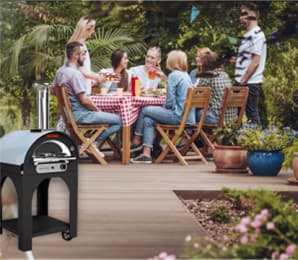 Outdoor gathering near portable gas burner