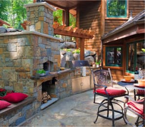 Residential pizza oven patio setup